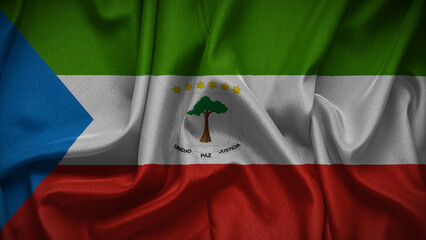 Fototapeta premium 3d illustration flag of Equatorial Guinea. Close up waving flag of Equatorial Guinea.