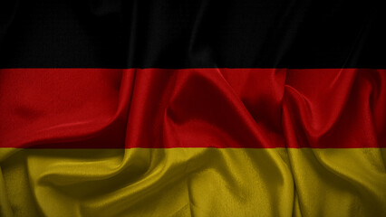 3d illustration flag of Germany. Close up waving flag of Germany.