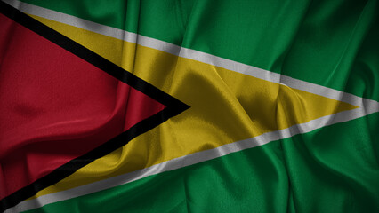 3d illustration flag of Guyana. Close up waving flag of Guyana.