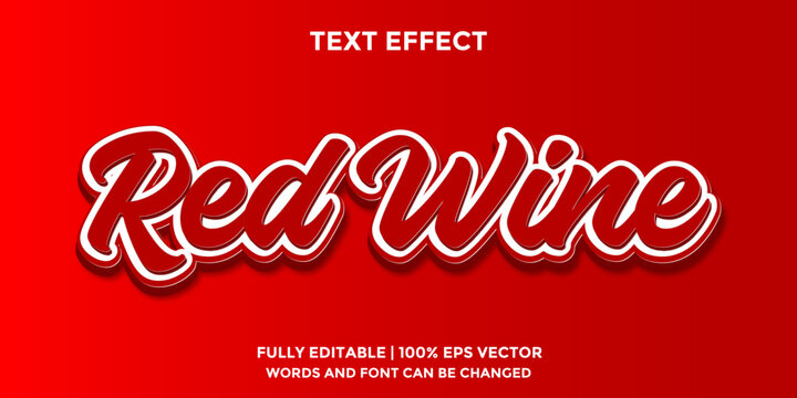 Vector red wine text effect - editable text effect
