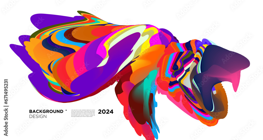 Poster colorful abstract fluid shape for digital web banner design template 2024