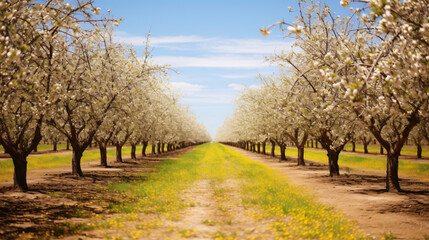 Spring pistachio orchard
