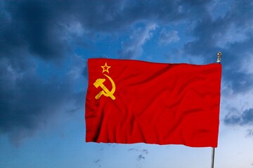 Soviet Union red flag on sky background