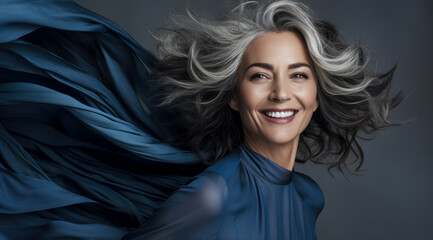 Naklejka premium Attractive Woman in the Best Age as a Symbol of a New Time Wallpaper Background Magazine Cover Digital Art 