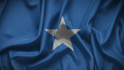 3d illustration flag of Somalia. Close up waving flag of Somalia. - obrazy, fototapety, plakaty