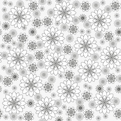 Coloring page for children and adults. Glade of flowers.