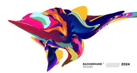 Colorful abstract fluid shape for digital web banner design template 2024