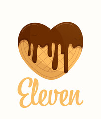 Heart shaped waffle with chocolate