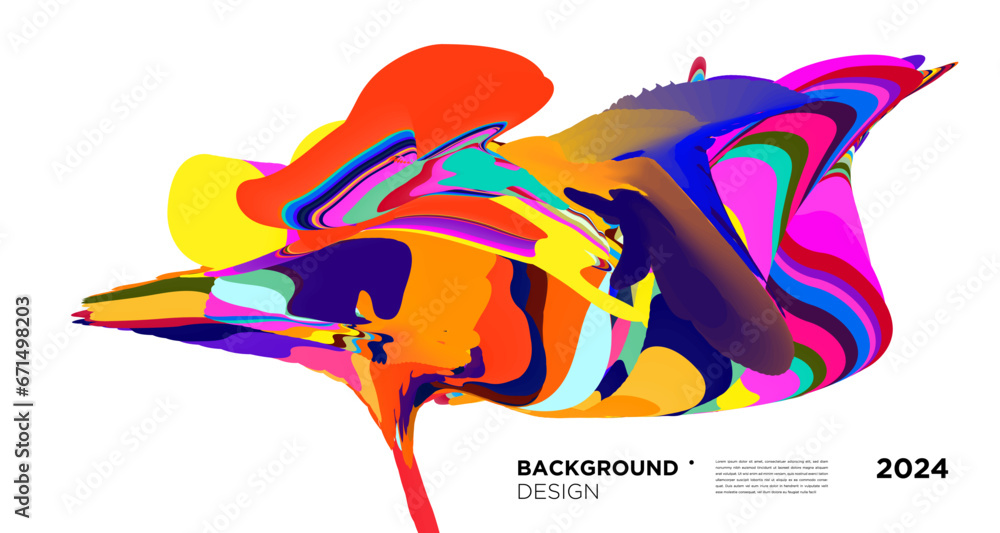 Poster colorful abstract fluid shape for digital web banner design template 2024