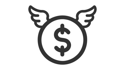 Isolated Money With Wings Vector Icon, Emoji, Emoticon - obrazy, fototapety, plakaty