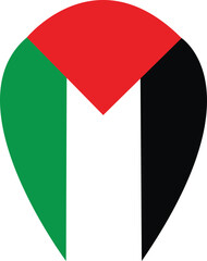 Palestine flag colors flat icon, vector sign, waving flag of Palestine colorful pictogram isolated on Transparent background. Flag icon of Palestine country. Symbol, logo illustration.