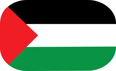 Palestine flag colors flat icon, vector sign, waving flag of Palestine colorful pictogram isolated on Transparent background. Flag icon of Palestine country. Symbol, logo illustration.