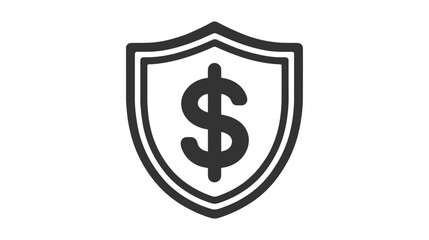 Grey Shield with dollar symbol icon isolated on white background. Security shield protection.