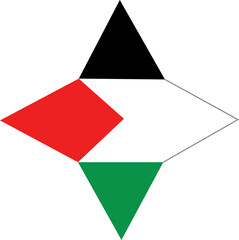 Palestine flag colors flat icon, vector sign, waving flag of Palestine colorful pictogram isolated on Transparent background. Flag icon of Palestine country. Symbol, logo illustration.