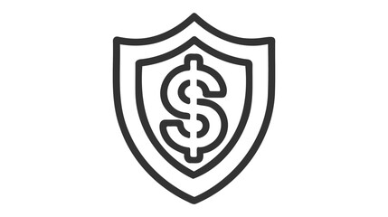 Grey Shield with dollar symbol icon isolated on white background. Security shield protection.