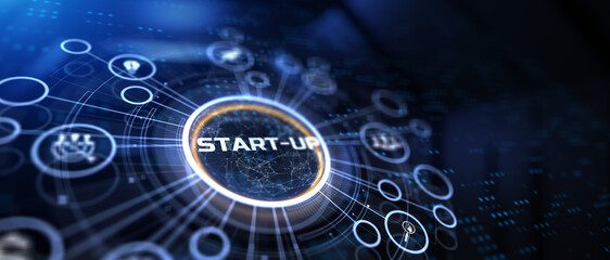 Startup new business idea lunch concept on virtual screen.