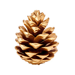 Golden pine cone isolated on a transparent background. - obrazy, fototapety, plakaty