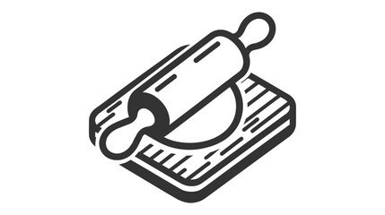 Vector icon of a rolling pin on a cutting board for culinary designs