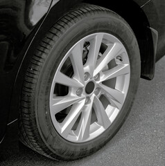Fototapeta premium Car wheel background, car elements close view