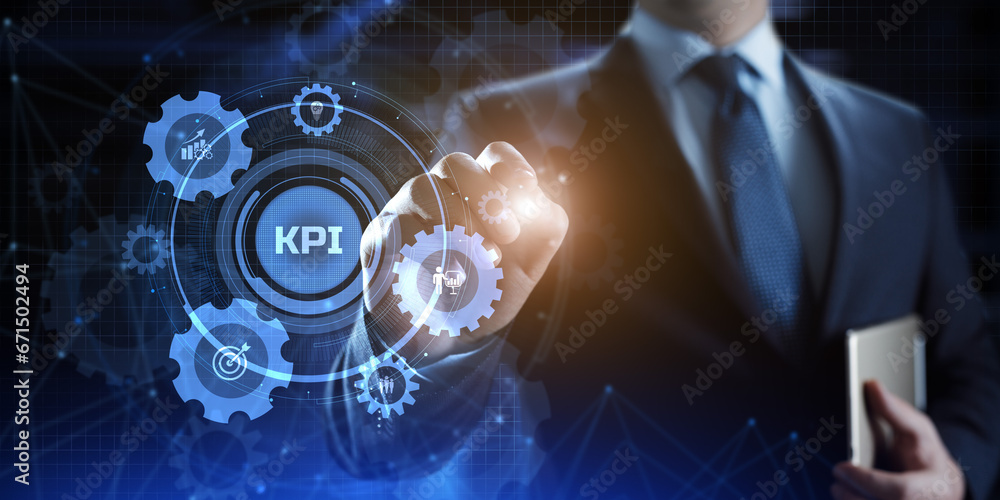 Poster kpi key performance indicator business and technology concept on screen.