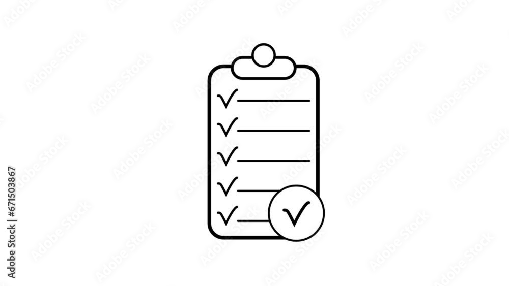 Poster checklist check mark icon on to do list document paper animation background.