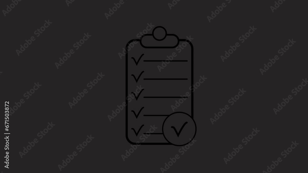 Poster checklist check mark icon on to do list document paper animation background.