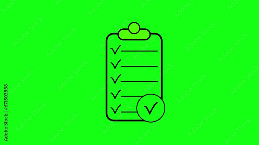Poster checklist check mark icon on to do list document paper animation background.