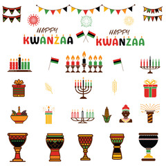 Set of Happy Kwanzaa design elements, Kwanzaa day creative concept
