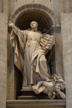 Sculpture of the Catholic Saint Ignatius Loyola in the interior of St. Peter's Cathedral in the Vatican