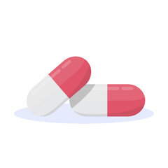 Pink and white capsule, isolated vector illustration