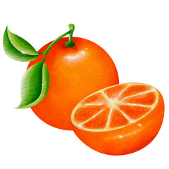 orange with leaf isolated