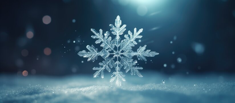 The exquisite intricacy of a snowflake a solitary ice crystal during the winter in Paris descends through the Earth s atmosphere as snowy precipitation The radiant hexagonal formation of cry