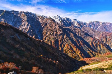 紅葉の北アルプスの白馬岳