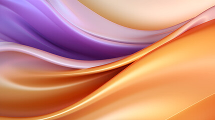 Abstract Background with 3D Wave Bright Gold and Purple Gradient Silk Fabric. Generative AI.