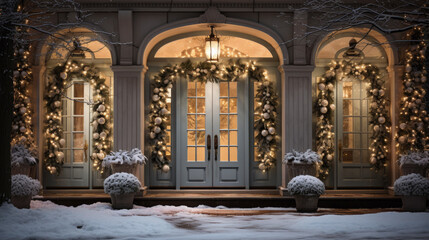 Fototapeta premium Entrance area of a chic house in winter