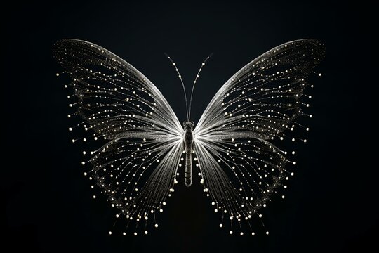 Butterfly made of dots and lines. Generative AI