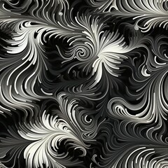 Fractal Artistry in Monochrome with Recursive Shapes Pattern