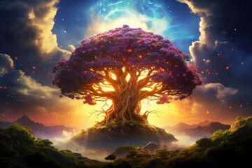 beautiful magic tree, the beginnings of life, a family tree, Generative AI