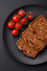 Delicious fresh crispy brown bread with seeds and grains
