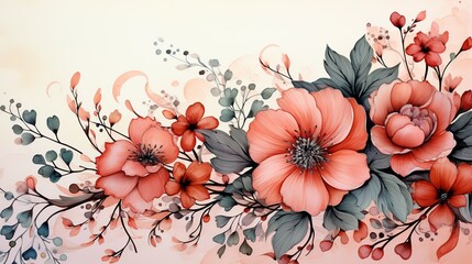 Modern abstract art. Watercolor floral illustration