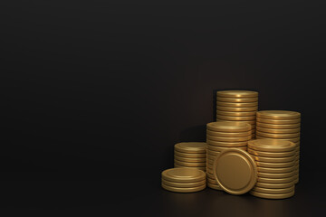 Coins symbols of financial, Growth and investment concept, 3D rendering.