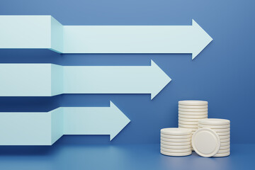 Symbols of financial, Growth and investment concept, 3D rendering.