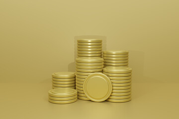 Coins symbols of financial, Growth and investment concept, 3D rendering.