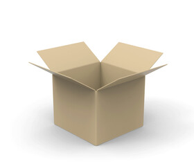 Box opening on white background, 3d render 