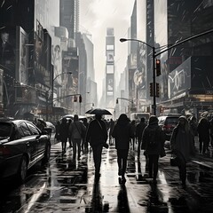 people walking in the city on rainy days