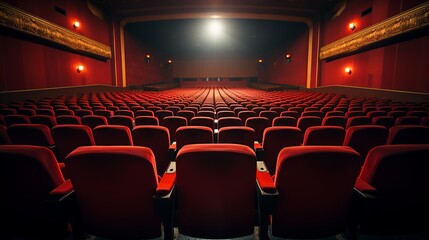 Fototapeta premium cinema auditorium with red chairs