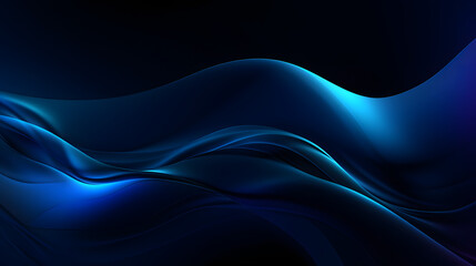 Obraz premium Black dark azure cobalt sapphire blue abstract background. Color gradient. Geometric shape. Wave, wavy curved line. Rough grunge grain noise. Light neon metallic shine shimmer bright. Generative AI.