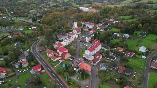 Bircza, Subcarpathian, Poland - 21 October 2023: view of town centre with market square 