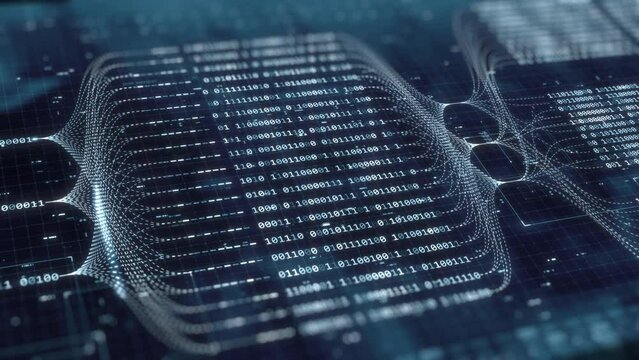 Big data technology and data science abstract background. Data scientist querying. Analysing and visualizing artificial intelligence on virtual screen. AI Data flow concept. Finance neural network ML.