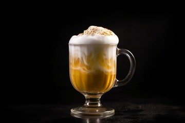 Golden beer in a glass with frothy foam. Generative AI
